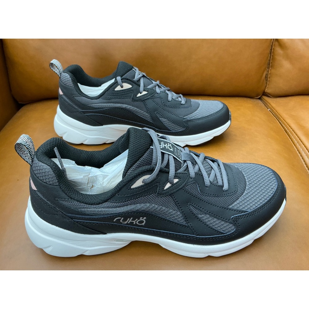 Ryka Skyrise Walking Sneakers Womens 10 Black Water Repellent Leather